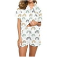 thumbnail image 3 of Bxsruta Pajamas Set for Women, Women's Casual Printed Pajama Set, Button-Down Blouse & Short Pants, Lightweight Loungewear, 3 of 8
