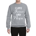 thumbnail image 2 of Wild Bobby I Love Jesus and Naps Inspirational/Christian Unisex Crewneck Graphic Sweatshirt, Heather Grey, Medium, 2 of 5