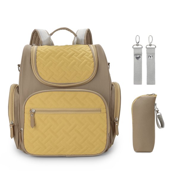 SPEKSEE Diaper Bag Backpack for Mom, Large Capacity Travel Diaper Bag Waterproof Multifunctional Diaper Bag with Bottle Bag, Stroller Straps