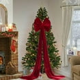 thumbnail image 1 of Flocked Fabric Bow Hanging Decorations for Festival Scene Decorations | Oversized Christmas Bow for Holiday Decor | Decorative Bow for Tree, Arches, Walls, Windows, and Centerpieces, 1 of 7