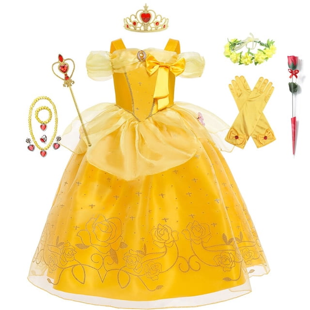 Vestido de princesa para niña, ropa de fiesta de fantasía, Aurora, Rapunzel, Cenicienta, Bella Durmiente, disfraz de Carnaval de Navidad Fivean unisex
