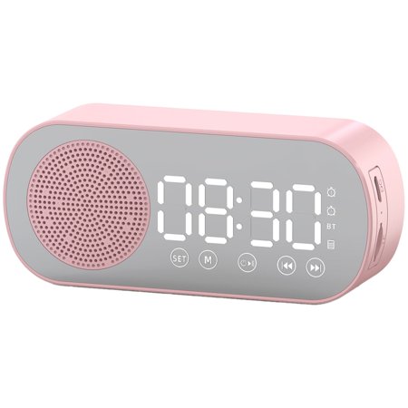 MOQIN Alarm Clock for Bedroom/Office,Digital Clock with Bluetooth Speaker,Digital Alarm Clock Wireless Speaker Support TF FM Radio Sound Box Desktop Music Player