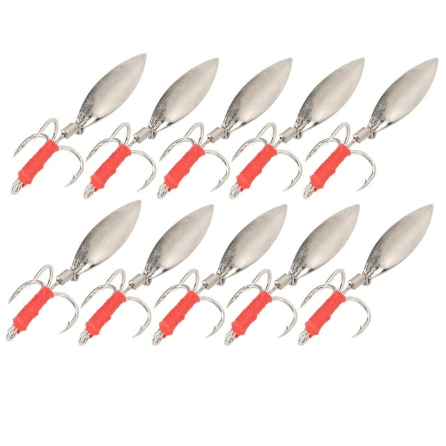 Sequin Lures,10Pcs Fishing Sequin Wobble Hard Metal Spinner Baits Fish Treble Hook Time-Tested Durability