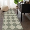 thumbnail image 3 of Lahome Decor 2'x6' Modern Checkered Kitchen Rugs, 2x6ft Non-Slip Washable Rugs, Farmhouse Hallway Rug for Entryway, Moroccan Neutral Soft Low Pile Carpet for Hallway Entry Front Door,Green, 3 of 10
