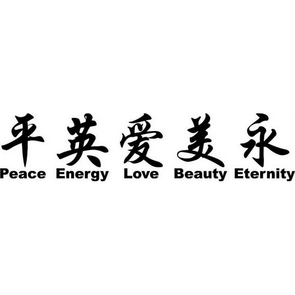 Glossy Black 86" X 20" Chinese Symbol DECAL ART Vinyl wall art Inspirational quotes and saying home decor decal sticker