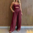 thumbnail image 2 of Solid Camisole Hollow Out Tie Front Wide Leg Jumpsuit Piece, 2 of 6