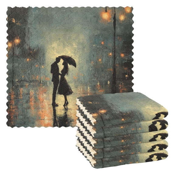 Qxltty Date Rain Kitchen Towels Set of 6 Ultra Soft Absorbent Quick Drying Dish Cloths 11 x 11in