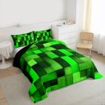 thumbnail image 3 of Homewish Black Green Plaid 2pcs Bedding Comforter Set For Female Men Adults,Abstract Geometric Buffalo Twin Comforter Sets,Futuristic Cubes Breathable Bedding Set,Microfiber Bedroom Decor,Reversible, 3 of 8