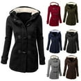 thumbnail image 5 of Yokua Womens Fashion Horn Button Fleece Thicken Coat with Hood Winter Warm Jacket, 5 of 10