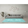 thumbnail image 3 of Ahgly Company Machine Washable Indoor Round Medallion Light Blue Traditional Area Rugs, 3' Round, 3 of 4
