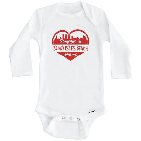 

Someone in Sunny Isles Beach Loves Me Sunny Isles Beach Florida Skyline Heart One Piece Baby Bodysuit (Long Sleeve) 6-9 Months White