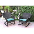 thumbnail image 3 of Jeco Set of 2 Windsor Espresso Resin Wicker Rocker Chair with Cushions Ivory, 3 of 5