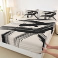 thumbnail image 4 of Erosebridal Abstract Geometric Stripes Queen Sheet Sets,Black Lines Bed Set For Men Women 4pcs, 4 of 6
