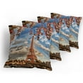 thumbnail image 5 of Ambesonne Eiffel Tower Throw Pillow Cover 4 Pack, Eiffel Tower with Boat, 16", Dark Orange Cinnamon, 5 of 7