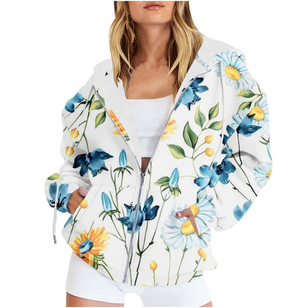 ICHUANYI Liquidación Mujer Moda Impreso Blusa Manga Larga Tops Sudadera Bolsillos Sudadera Con Capucha ICHUANYI WER202308230371