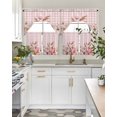 thumbnail image 4 of Pink Pumpkin Fall Swag Kitchen Curtains Sets for Windows 24 Inch Length, Plaid Thanksgiving Botanical Floral Checkered Short Window Curtain Swags Valances and Tiers 3 Piece Set for Cafe/Dining Room, 4 of 5