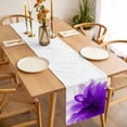 thumbnail image 3 of Purple Table Runner - 108 Inch Long, Kitchen Dining Table Runner Dresser Scarves, Boho Modern Floral Abstract Ombre Leaf White Farmhouse Decor for Coffee Tables Wedding Party Banquet, 3 of 8