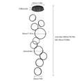 thumbnail image 2 of 10 Rings Dimmable Black Pendant Light Height Adjustable Modern Lamp with Remote Control, 2 of 17