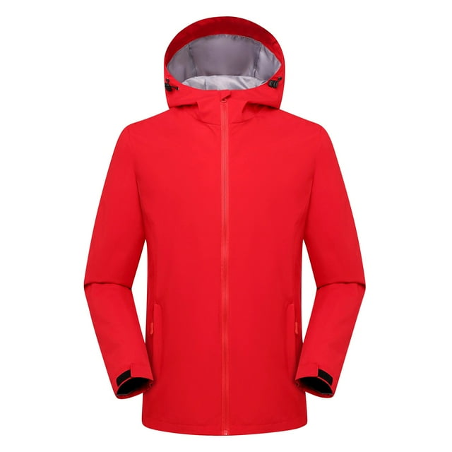 RXIRUCGD Solid Color Three In One Windproof And Warm Windbreaker Casual And Fashionable Mountaineering Suit For Men And Women And Charging Jacket, Red, Size: 2XL