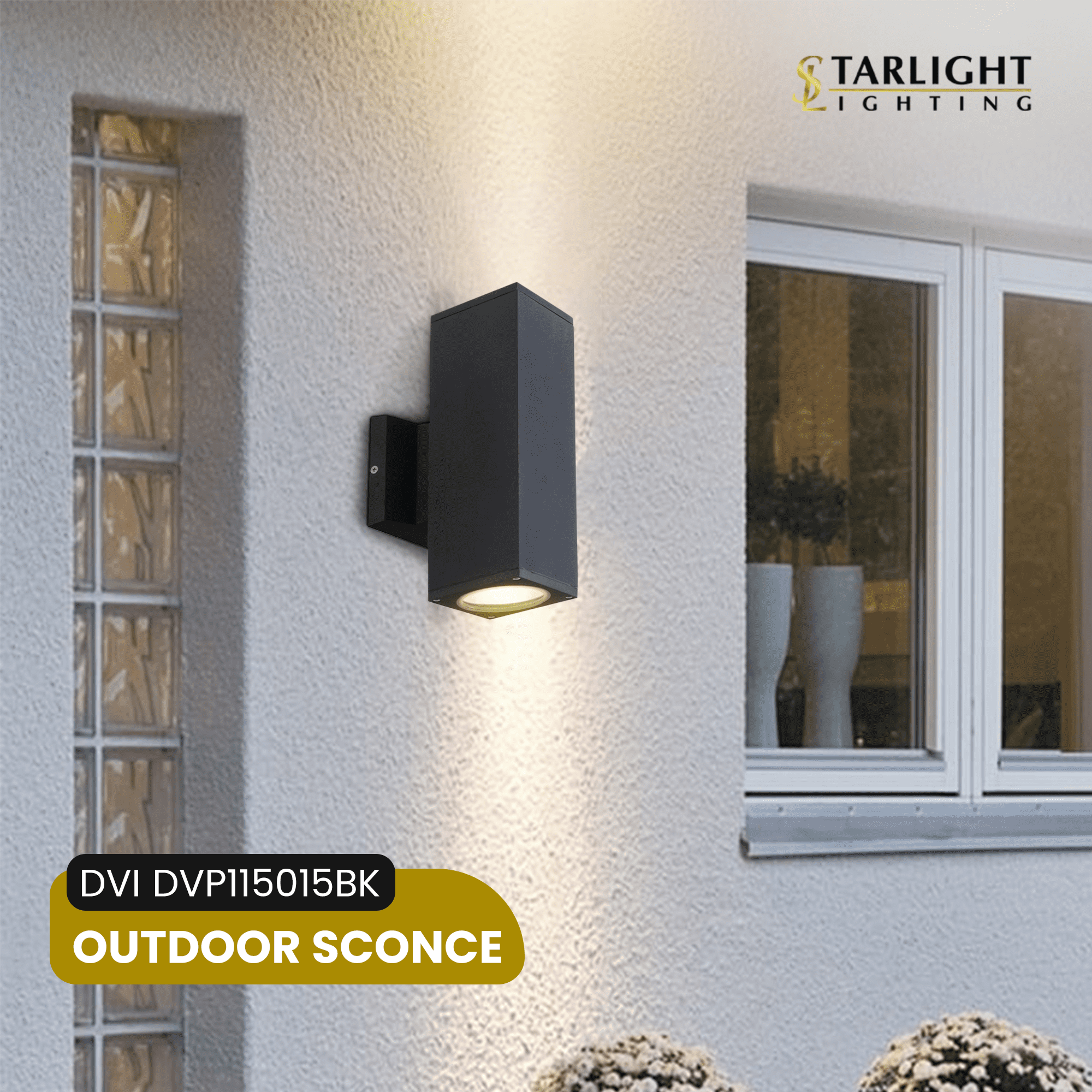 DVI DVP115015BK Summerside 10.25" Black Outdoor 2-Light Wall Sconce Wet Rated