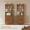 thumbnail image 3 of 2 Drawer File Cabinet with Lock, Wood Filing Cabinet fits Letter, Legal, A4 Size, Hanging File Folders, Farmhouse File Cabinets for Home Office with Adjustable Storage Shelf (Brown), 3 of 7