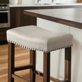 thumbnail image 2 of CHUN YI 24" Backless Counter Height Bar Stools, Upholstered Saddle Seat, Set of 2, Gray, 2 of 8