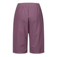 thumbnail image 6 of Ediodpoh Womens Fashion Solid Large Pocket Elastic Casual Pants Pocket Capris Pants for Women Purple#2 XXXL, 6 of 6