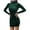Green, variant on ICHUANYI New Trending Women's Casual Long Sleeve Solid Ladies Retro Golden Velvet Half High Collar Slim Dress Fashion Cloth 2024