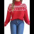 thumbnail image 2 of Suéteres para Mujer, Jerseys Casuales de Larga, Suéteres Cálidos, Tops de Punto Peludo, Suéter Grueso de Gran Tamaño. Rojo M, 2 of 10