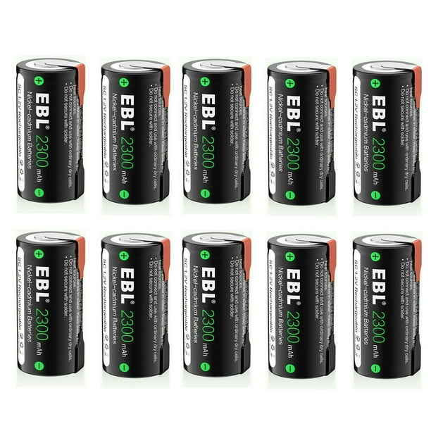 EBL 2300mAh Sub C NiCd Rechargeable Batteries for Power Tools 1.2V Flat