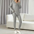 thumbnail image 5 of Bovxnpu Womens Pajamas 2 Piece Lounge Set Outfits Set V-Neck Long Sleeve Top with Elastic Waist Pocket Pants Sleepwear, 5 of 6