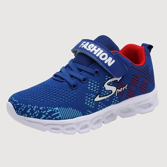 Gyujnb Boys and Girls Hook and Loop Mesh Athletic Sneakers, Closed Toe Lightweight Running Shoes (Toddler, Little Boys),6-7 Years