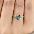 thumbnail image 4 of JEWELRYTREASURE 9x7 mm / 2 Ct Hexagon Shape Natural Moss Agate Ring Emerald Cluster Jewelry Rose Gold Plated Engagement Ring Art Deco Ring Wedding Gift for Women, 4 of 7