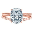 thumbnail image 2 of 2.32 ct Oval Cut Simulated Blue Diamond Solitaire with Accents Engagement Ring for Women in 18K Rose Gold, 2 of 2