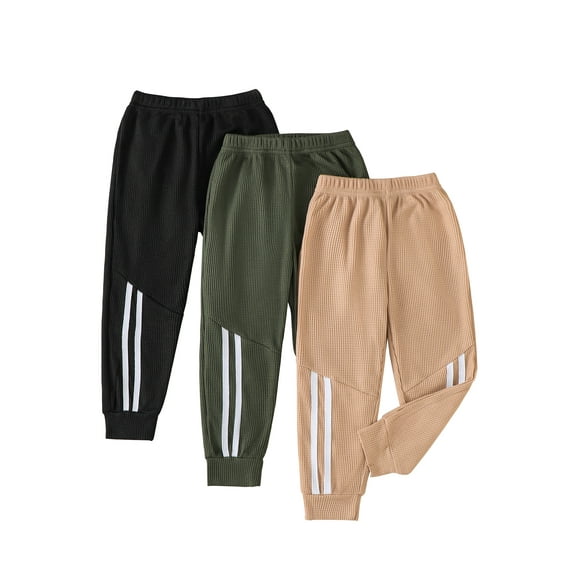 Toddler Boys Clothes Boys Pants Toddler Kids Boys Sweatpants 3 Pack Elastic Waist Joggers Athletic Pants 3T 4T 5T Size 6 7 Black Green Brown