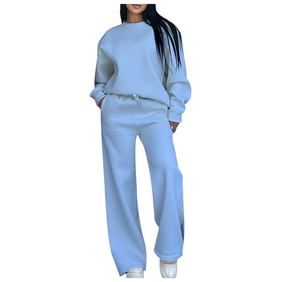Rotm Comfrt Sweat Sets for Women Sweatsuits Women 2 Piece Outfit Two Piece Lounge Sets Hoodies and Sweatpants Fall Fashion Clothes 2025 Tracksuit Light Blue,S