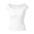 thumbnail image 6 of FchengtaiS Womens Mesh Crop Tops Short Sleeve Boat Neck Tee Shirts Going Out Outfits Fashion Clothes, 6 of 7