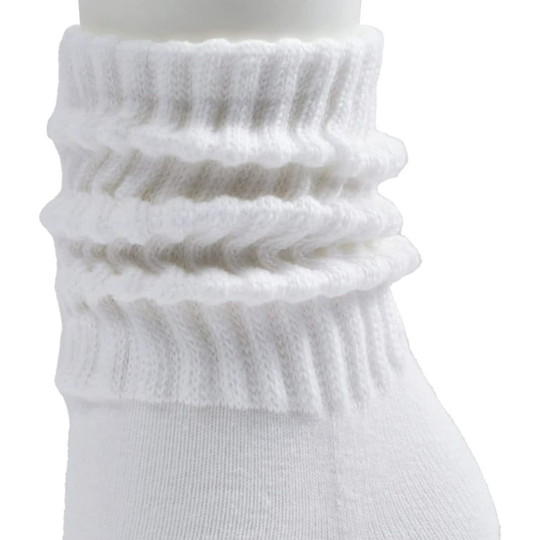 Scrunch Socks Women Cotton Stacked Boot Slouch Sock,White-2 Pairs 