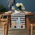 thumbnail image 2 of Spring Gnomes Floral Table Runner - 90 Inch Long, Kitchen Dining Table Runner Dresser Scarves, Pink Tulip Botanical Black Plaid Farmhouse Decor for Coffee Tables Wedding Party Banquet, 2 of 8