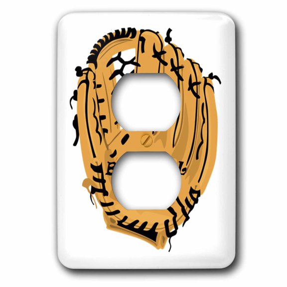 3dRose, Large Baseball Mitt With Word Baseball, 2 plug outlet cover