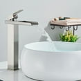 thumbnail image 2 of TVTIUO Tall Brushed Nickel Waterfall Bathroom Basin Faucet Waterfall Vessel Sink Mixer, 2 of 7