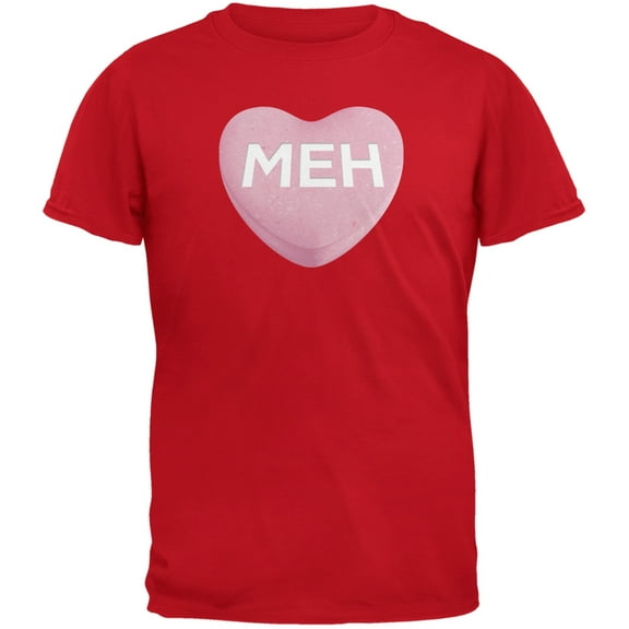 Valentine's Day - Meh Candy Heart Red Adult T-Shirt - X-Large