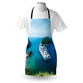thumbnail image 4 of Cruise Ship Apron, Passenger Ship in the Ocean with Clear Blue Sky Summer Vacation Picture, Unisex Kitchen Bib with Adjustable Neck for Cooking Gardening, Adult Size, Green Blue White, by Ambesonne, 4 of 4