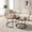 White, variant on Nesting Coffee Table Set of 2, Round Marble Pattern Top Tables with Metal Frame - White