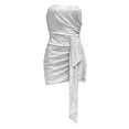 thumbnail image 5 of HXWCHs Women's Strapless Backless Spicy Style Sleeveless Ribbon Party Dress XXL Silver, 5 of 6