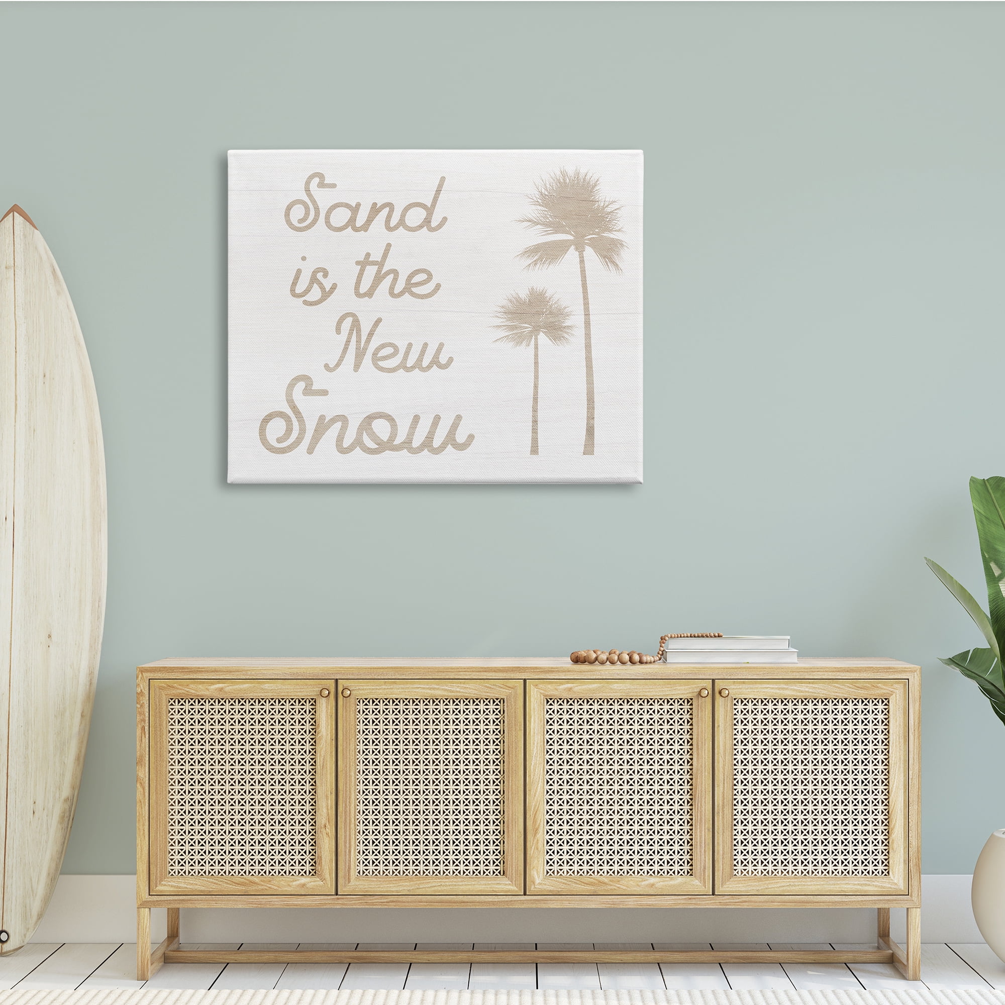 Stupell Indtries Sand is New Snow Phrase Soft Palm Trees,48 x 36,Design by Daphne Polselli
