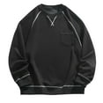 thumbnail image 1 of Styesk Mens Shirts Man Leisure Solid Color Pocket Shoulder Insertion Round Neck Long Sleeves Sweater, 1 of 3