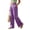 Purple, variant on Women's Cotton Blend Pleated Straight Leg Pants, Elastic Waist, Side Pockets, Front Pleats, Relaxed Fit