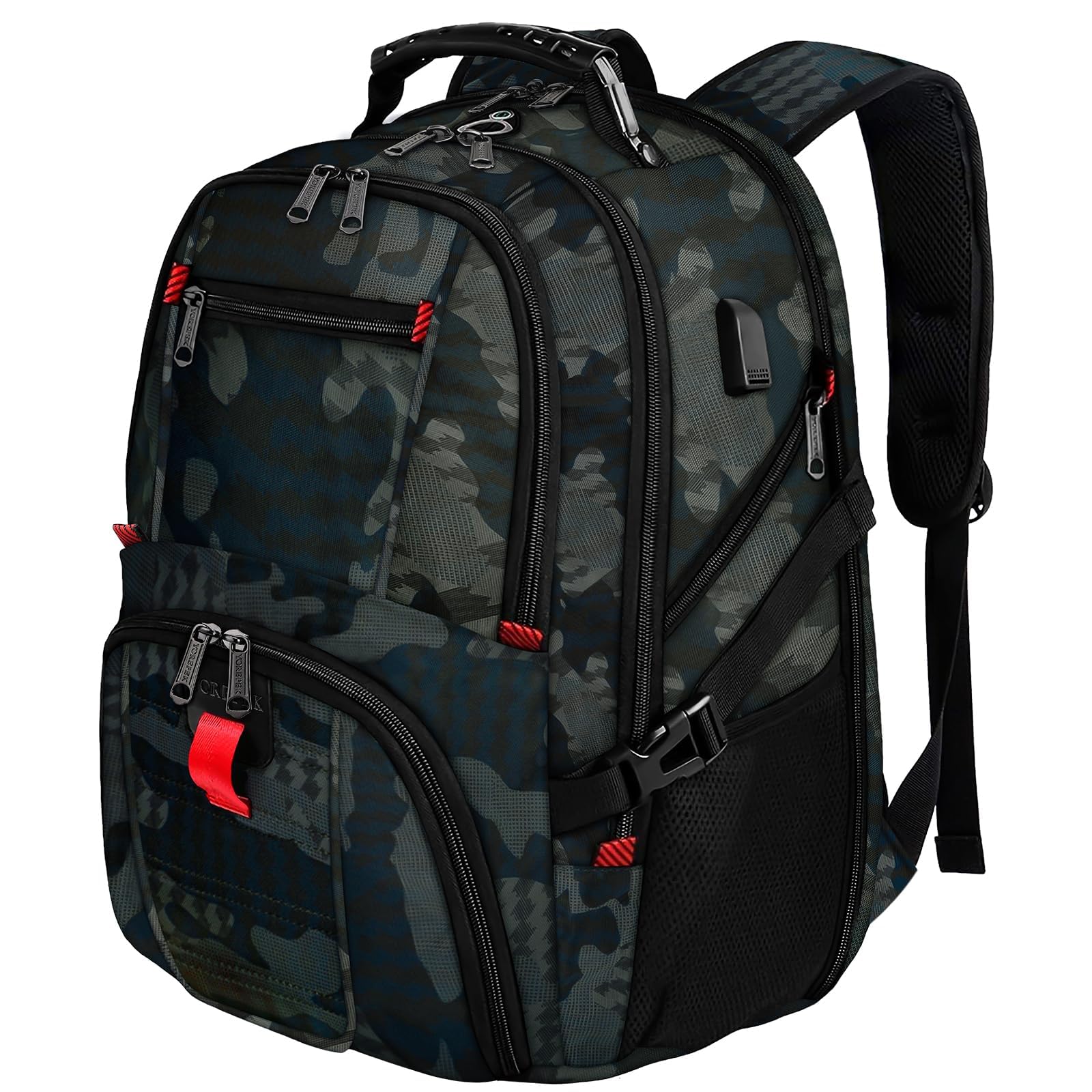 Yorepek Extra Large Travel Backpack for Men Women, 30L Airline Approved Business Laptop Computer School Bag with USB Port and Luggage Strap, Camouflage