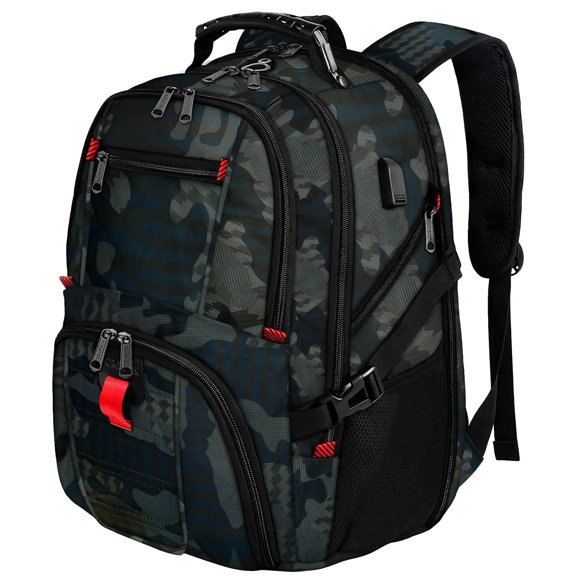 Yorepek Extra Large Travel Backpack for Men Women, 30L Airline Approved Business Laptop Computer School Bag with USB Port and Luggage Strap, Camouflage